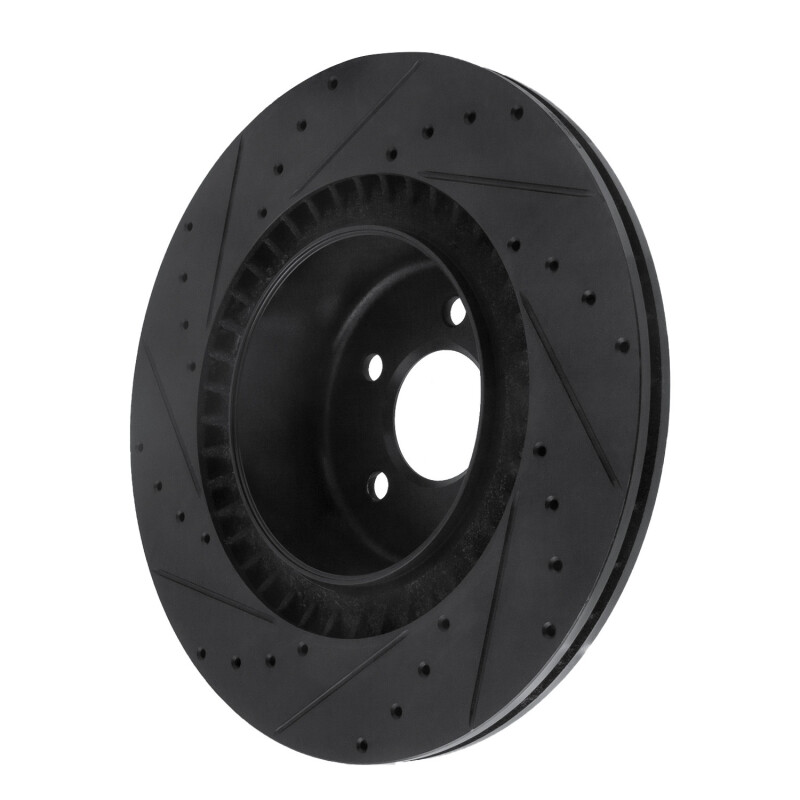 BMW X6 Brake Rotor (1) - Rear Right - R1 Concepts - Drilled & Slotted - Black - `10-`14